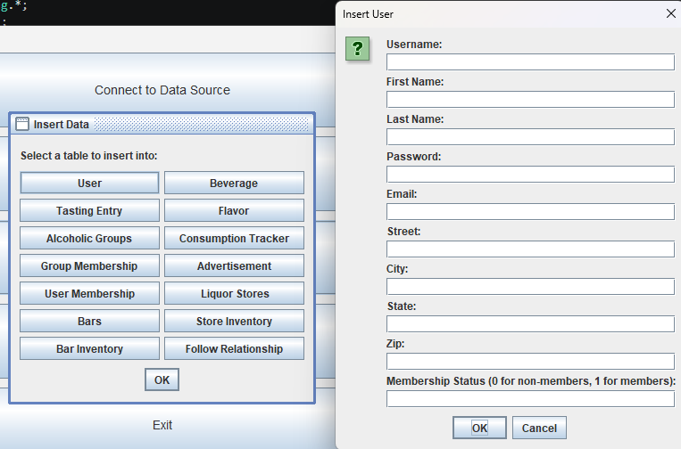 Targeted Table Insert Operation Dialog